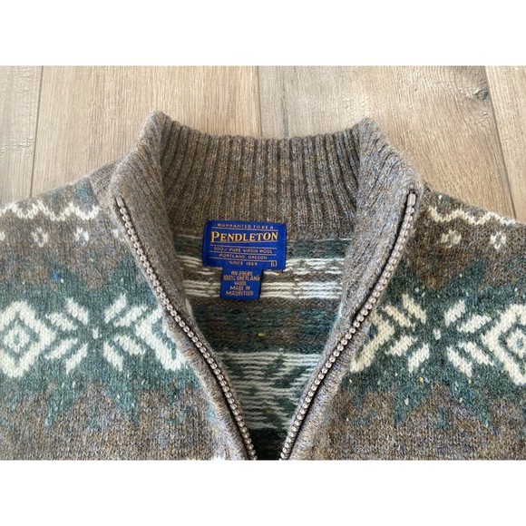 Pendleton Nordic Ski Lodge Mens L Wool Snow Flake 1/4 Zip Long Sleeve Sweater - Picture 4 of 9